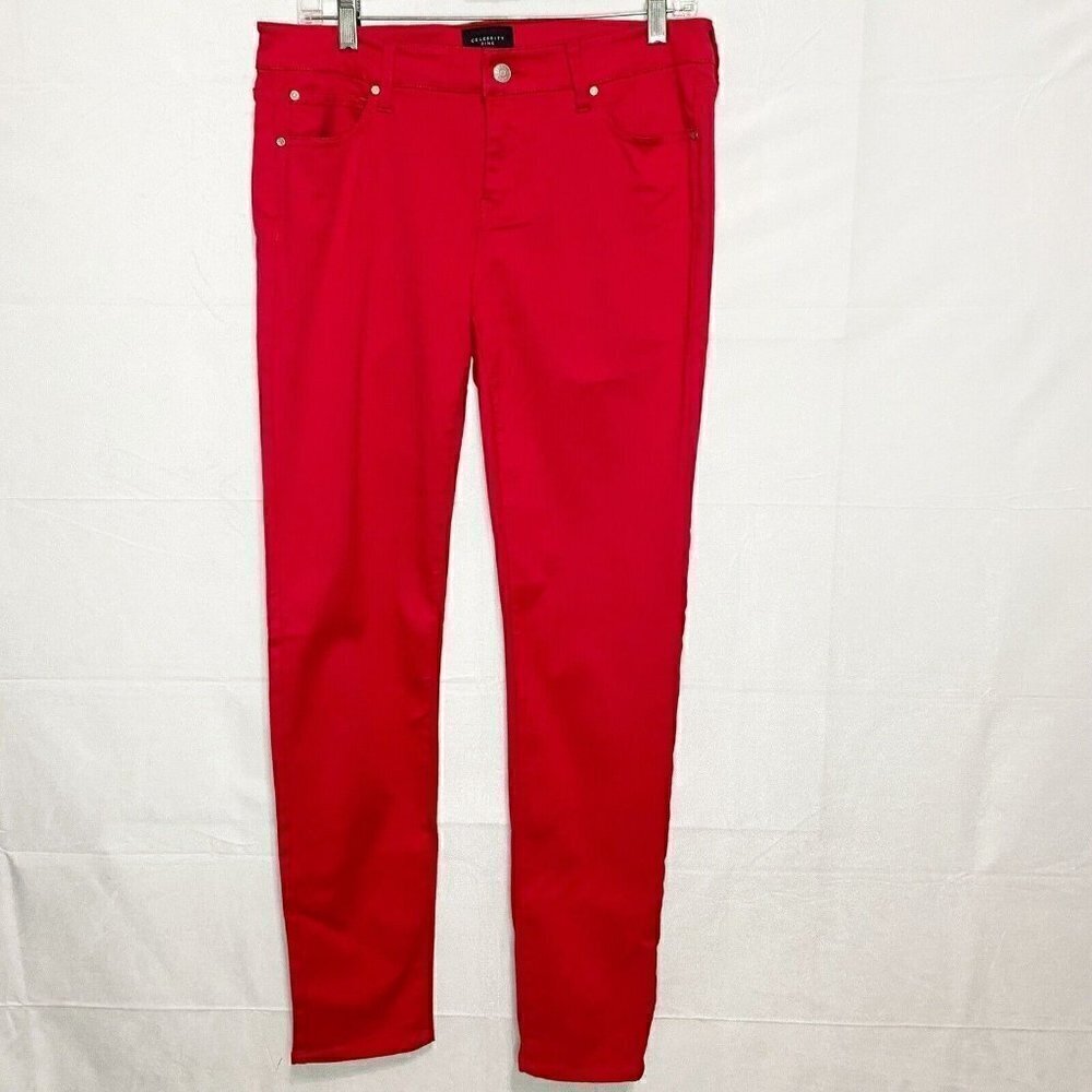 Celebrity Pink Women's Mid Rise Skinny Red Pants Size 9/29 (31x29) Stretch